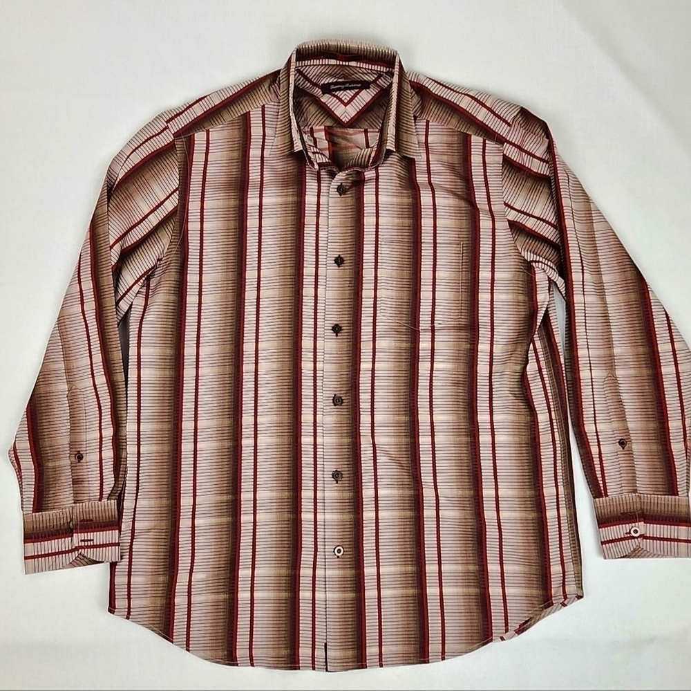 Tommy Bahama 100% Silk Button Down Pocket Dress Shirt - Picture 1 of 4